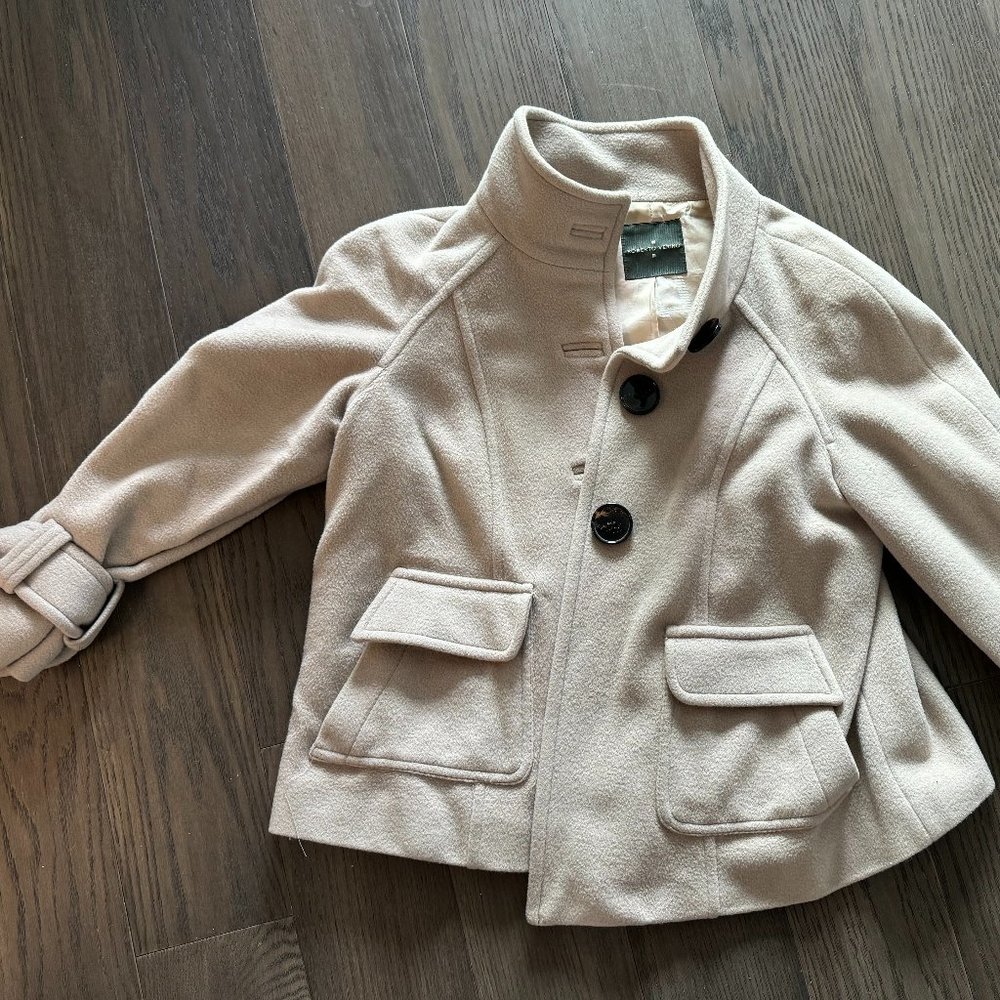 Roberto Verino Beige Cropped Wool Jacket